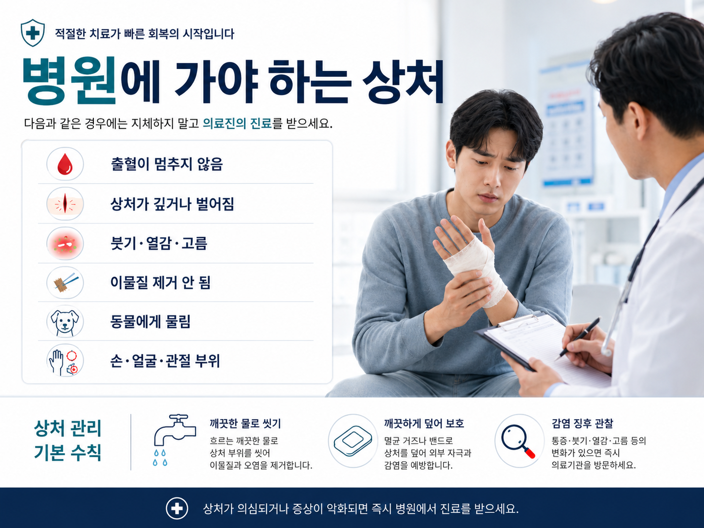 병원에 가야하는 상처